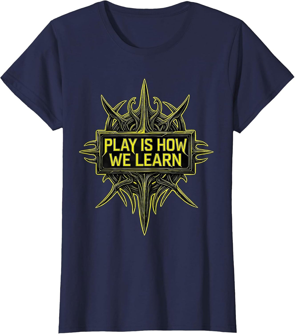 Women's Play Is How We Learn Preschool Teacher Design T-Shirt - Navy Blue