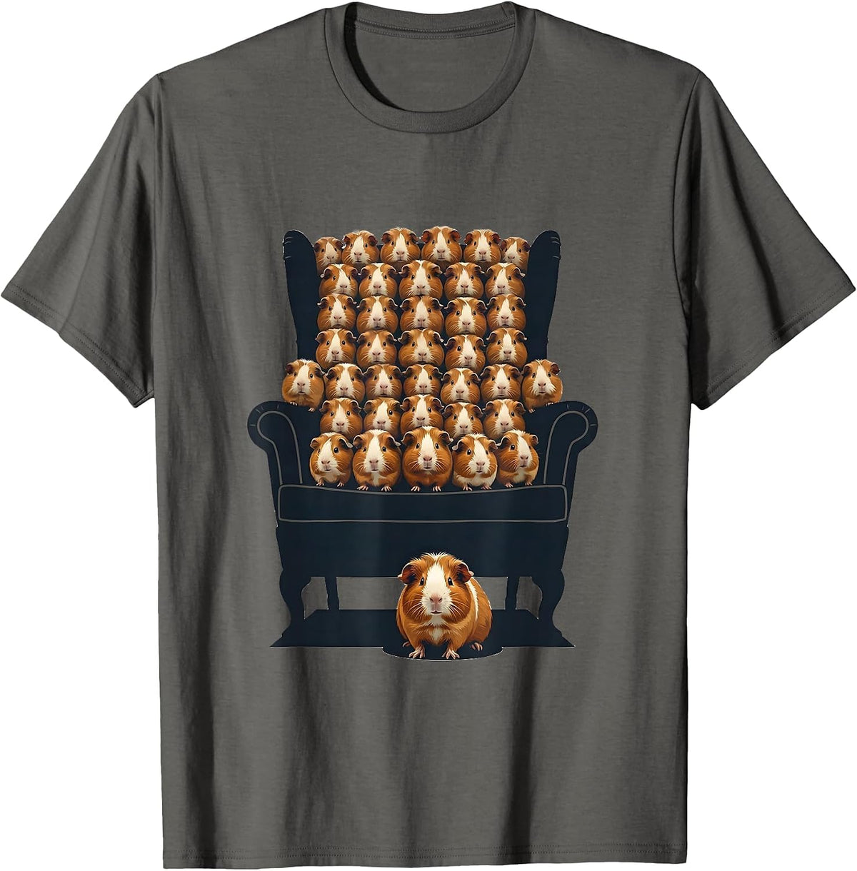Guinea Pig Chair Funny Cavy Owner Humor T-Shirt - Asphalt Grey