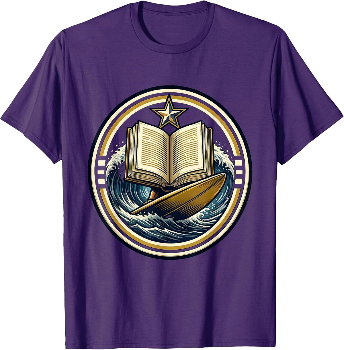 Reading Is My Favorite Sport Giant Book Surfer T-Shirt - Purple