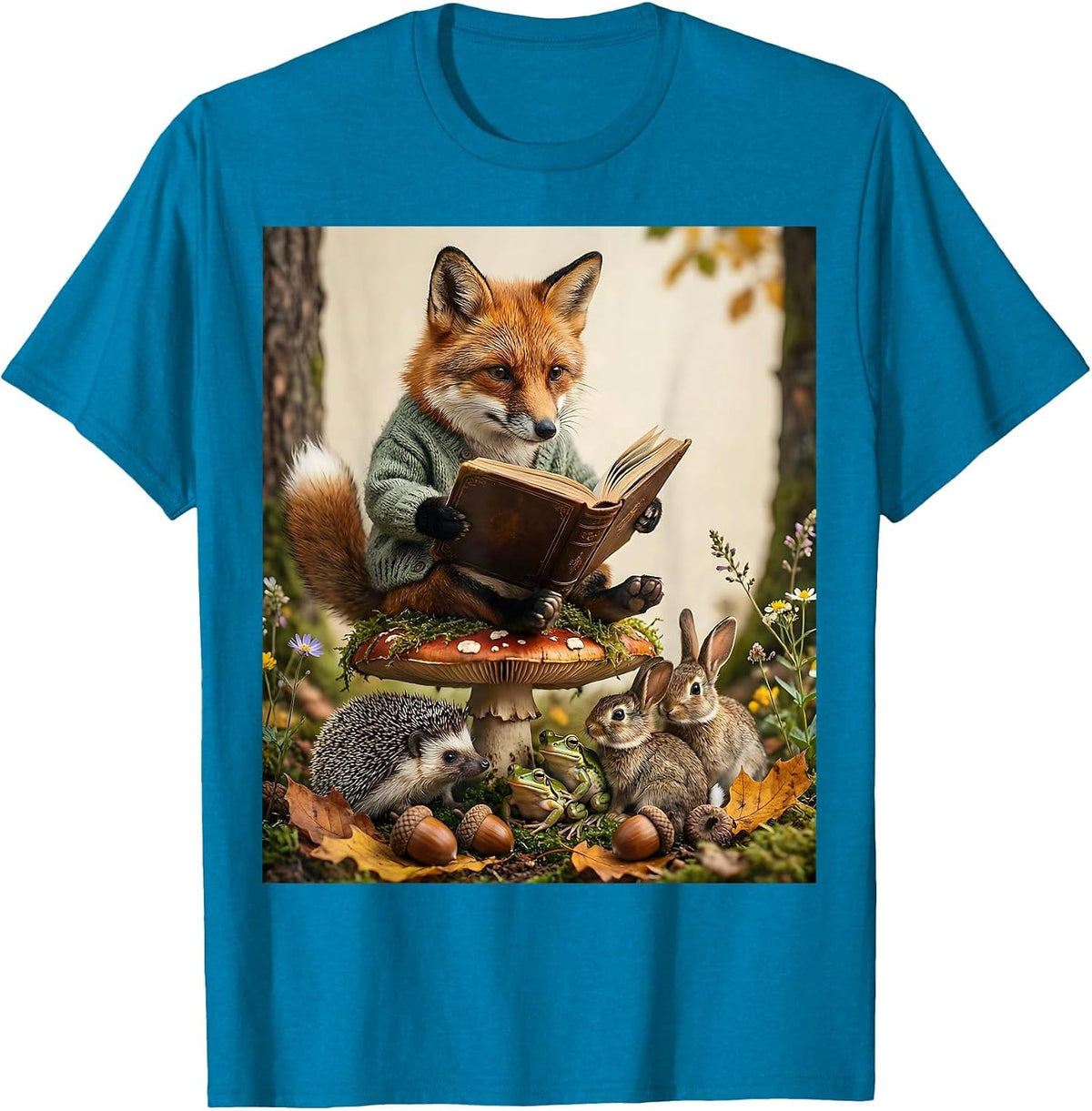 Preschool Teacher Reading to Children Illustration T-Shirt - Sapphire Blue