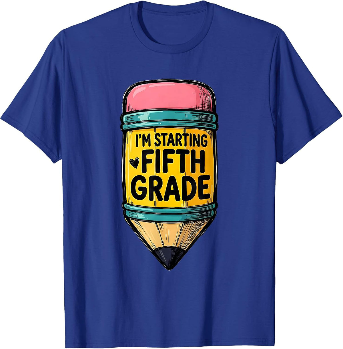 I'm Starting Fifth Grade Cute Back to School Pencil Coquette T-Shirt - Royal Blue