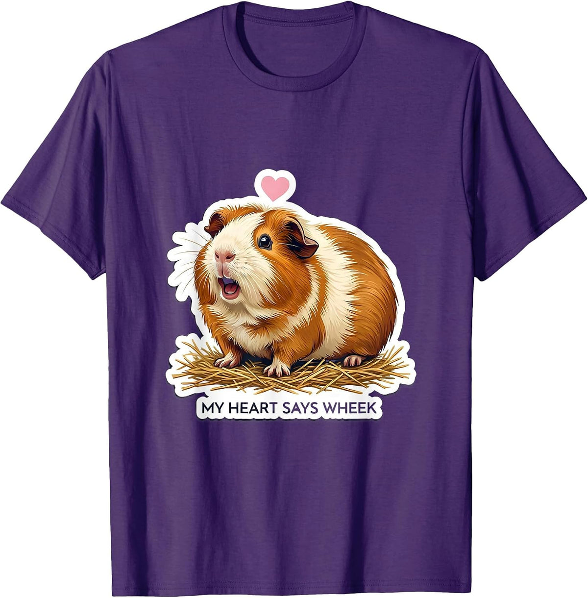 Men's My Heart Says Wheek Cute Guinea Pig Lover Owner Humor T-Shirt - Purple