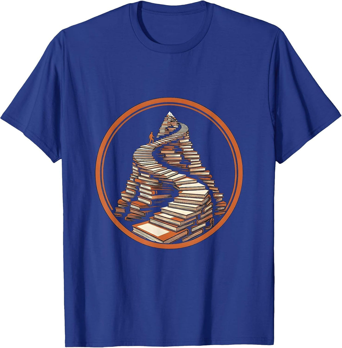 Men's Dyslexia Awareness Stacked Books Mountain Path T-Shirt - Royal Blue