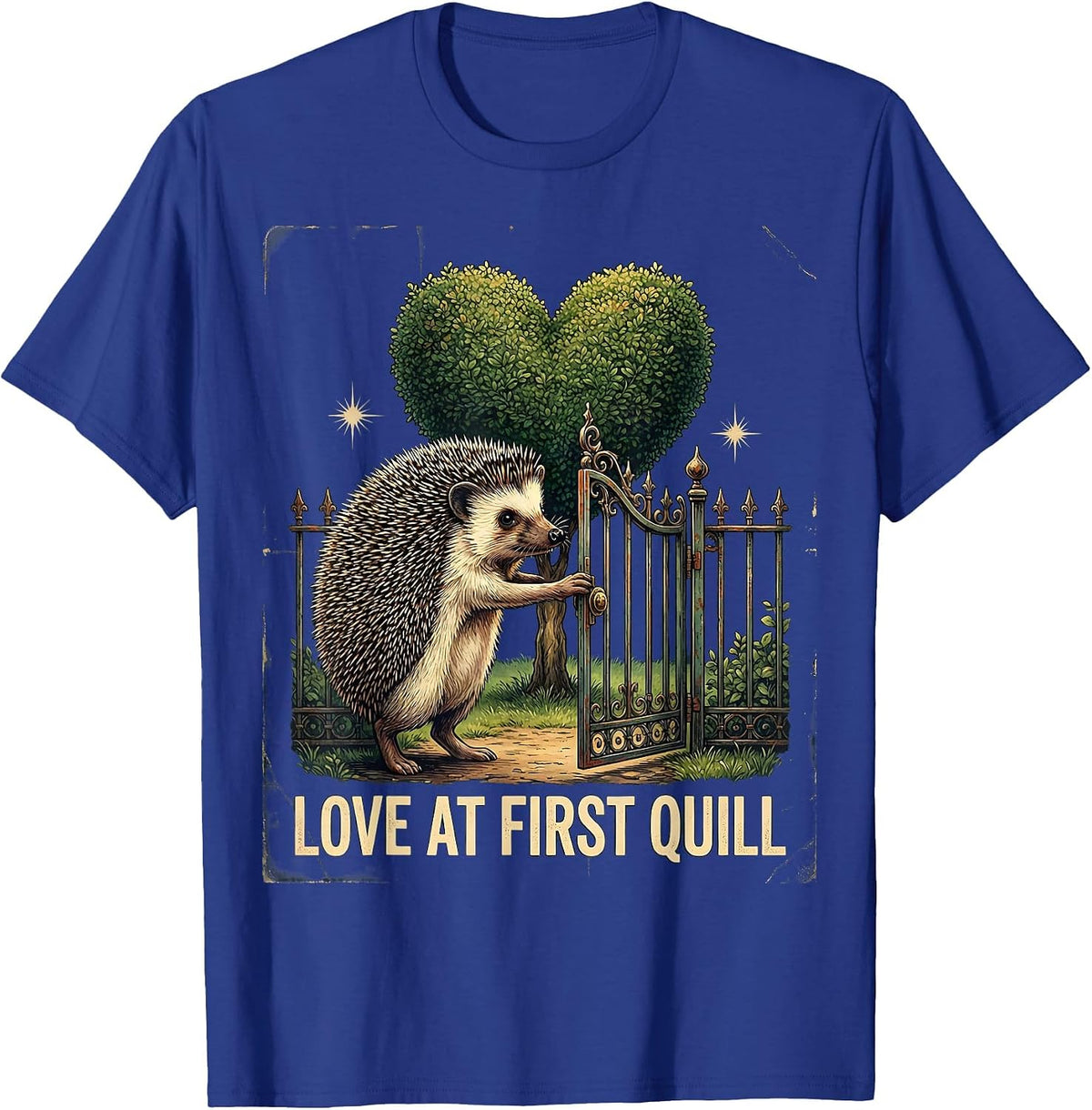 Love At First Quill Vintage Hedgehog Lover Cute Cartoon T-Shirt - Royal Blue
