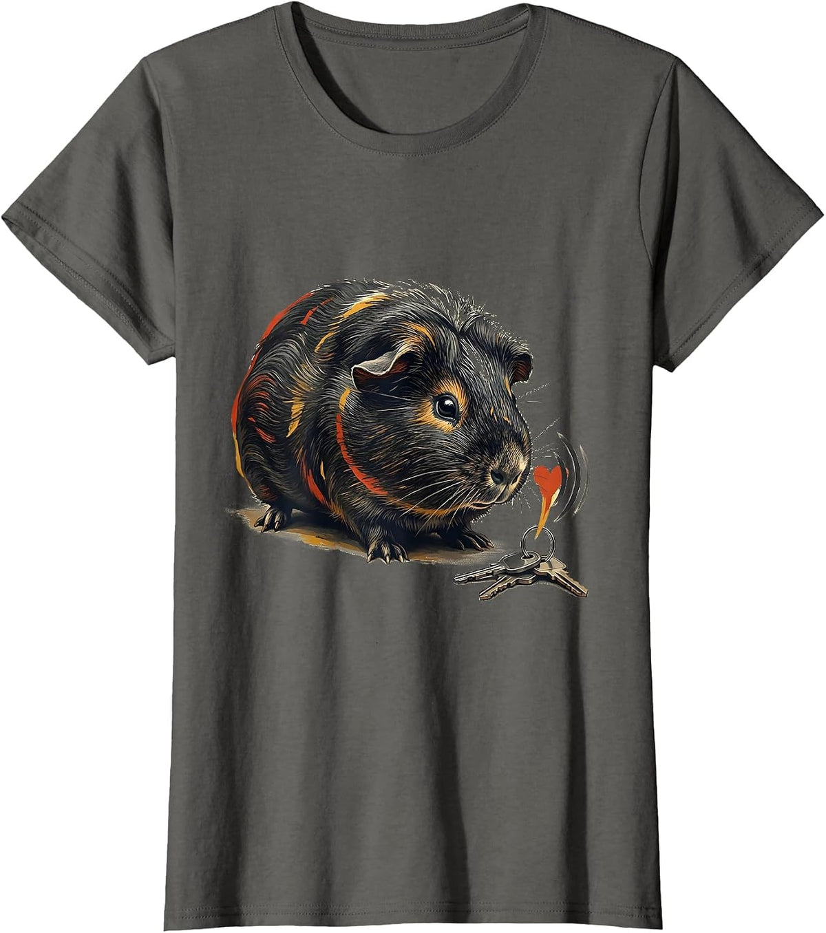 Women's Guinea Pig Rosette Pet Lover Funny Animal Humor T-Shirt - Asphalt Grey