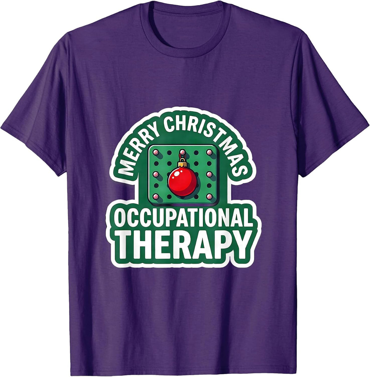 Merry Christmas Occupational Therapy Funny OT Sticker T-Shirt - Purple