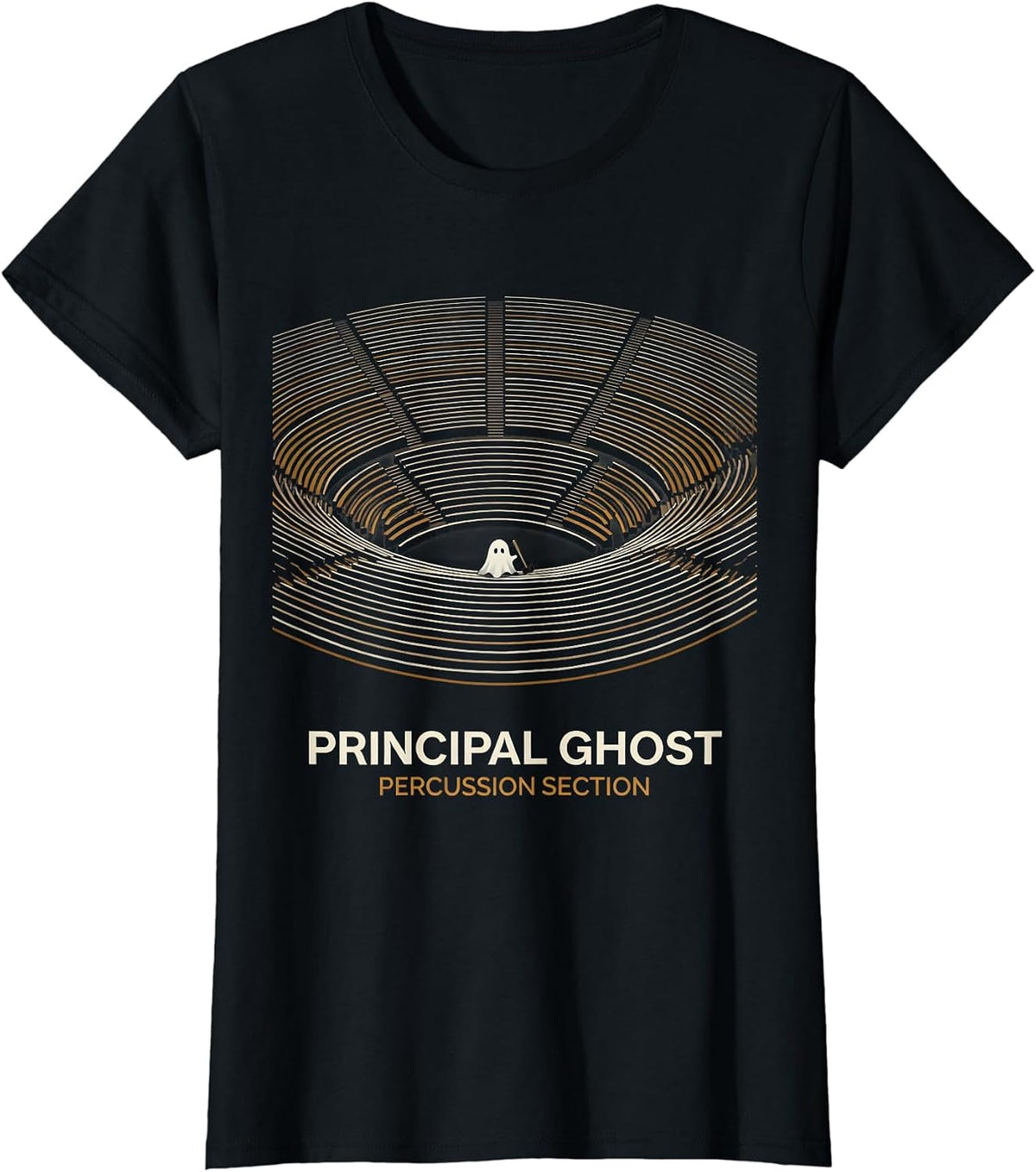 Principal Ghost Percussion Section Funny Music Teacher T-Shirt - Black