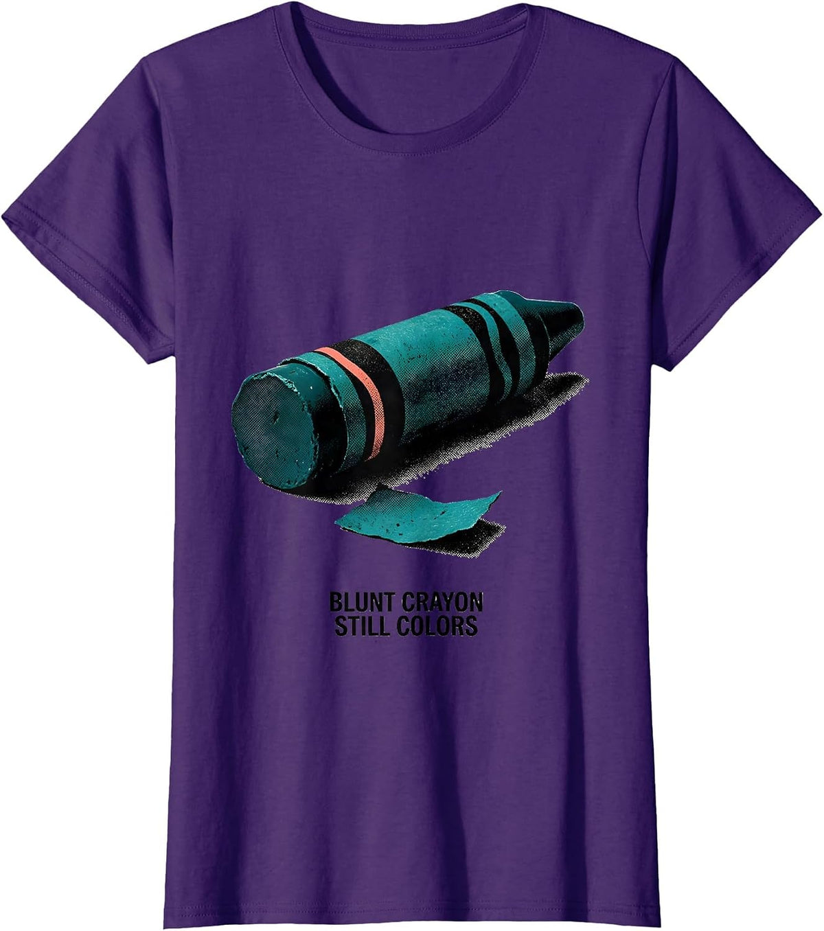Women's Blunt Crayon Still Colors Screenprint Teacher Mental Health T-Shirt - Purple