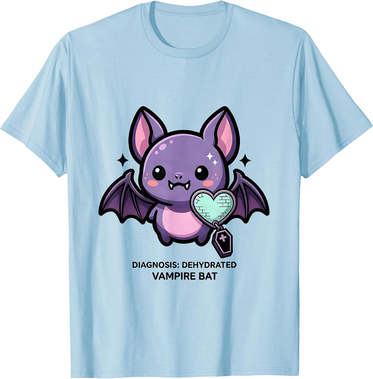 Men's Diagnosis: Dehydrated, Vampire Bat Pastel Goth Kawaii T-Shirt - Baby Blue