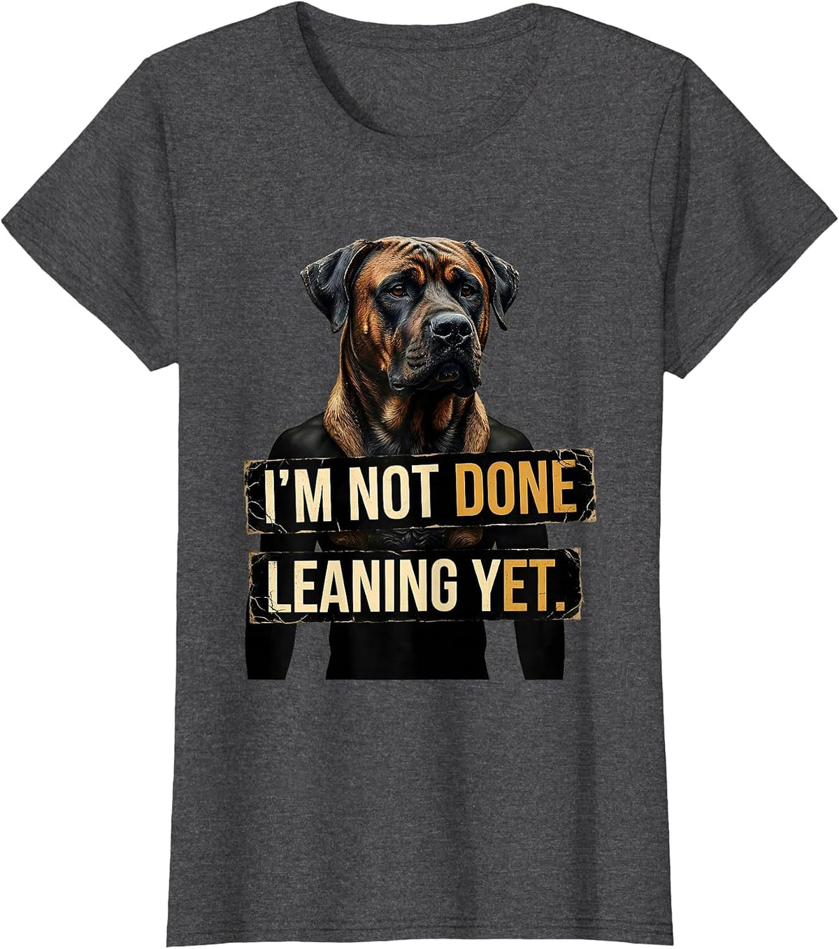 Women's I’m Not Done Leaning Yet Distressed Rhodesian Ridgeback Dog T-Shirt - Dark Heather Grey