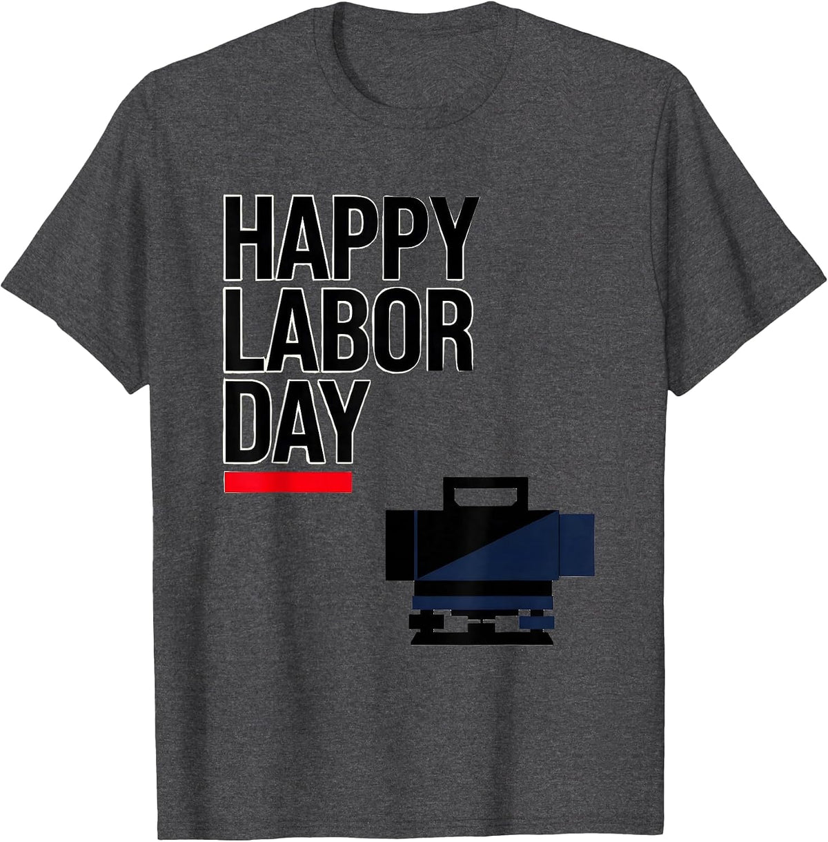 Happy Labor Day Patriotic Union Pride Casual Graphic T-Shirt - Dark Heather Grey