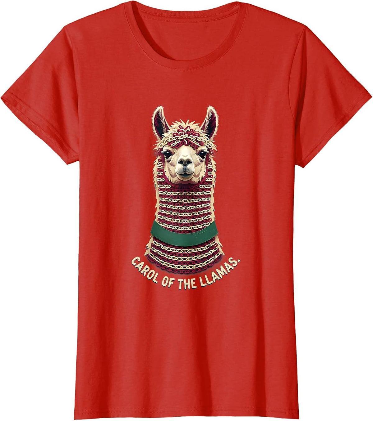Carol Of The Llamas Funny Llama Christmas Animal Lover Gift T-Shirt - Red