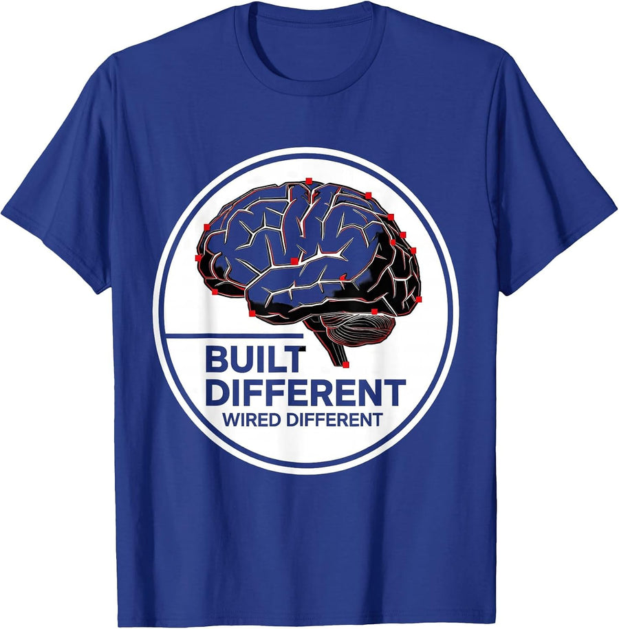 Rizz Em With The Tism Built Different Wired Different T-Shirt - Royal Blue