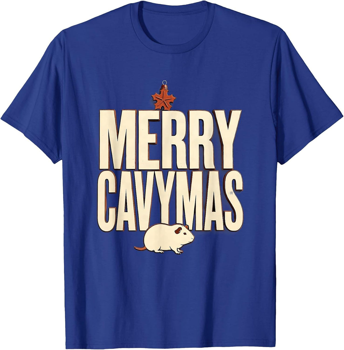 Merry Cavymas Wood Type Letterpress Funny Guinea Pig Pet T-Shirt - Royal Blue