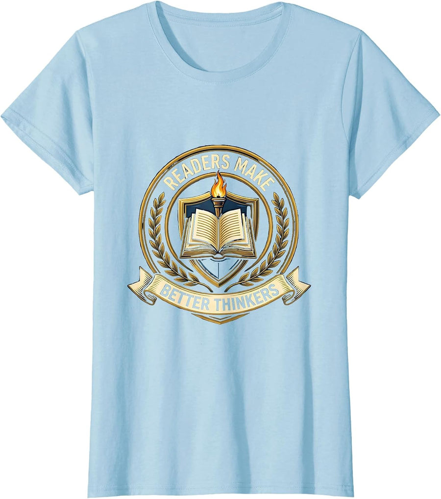 Women's Readers Make Better Thinkers Book Lover Design T-Shirt - Baby Blue