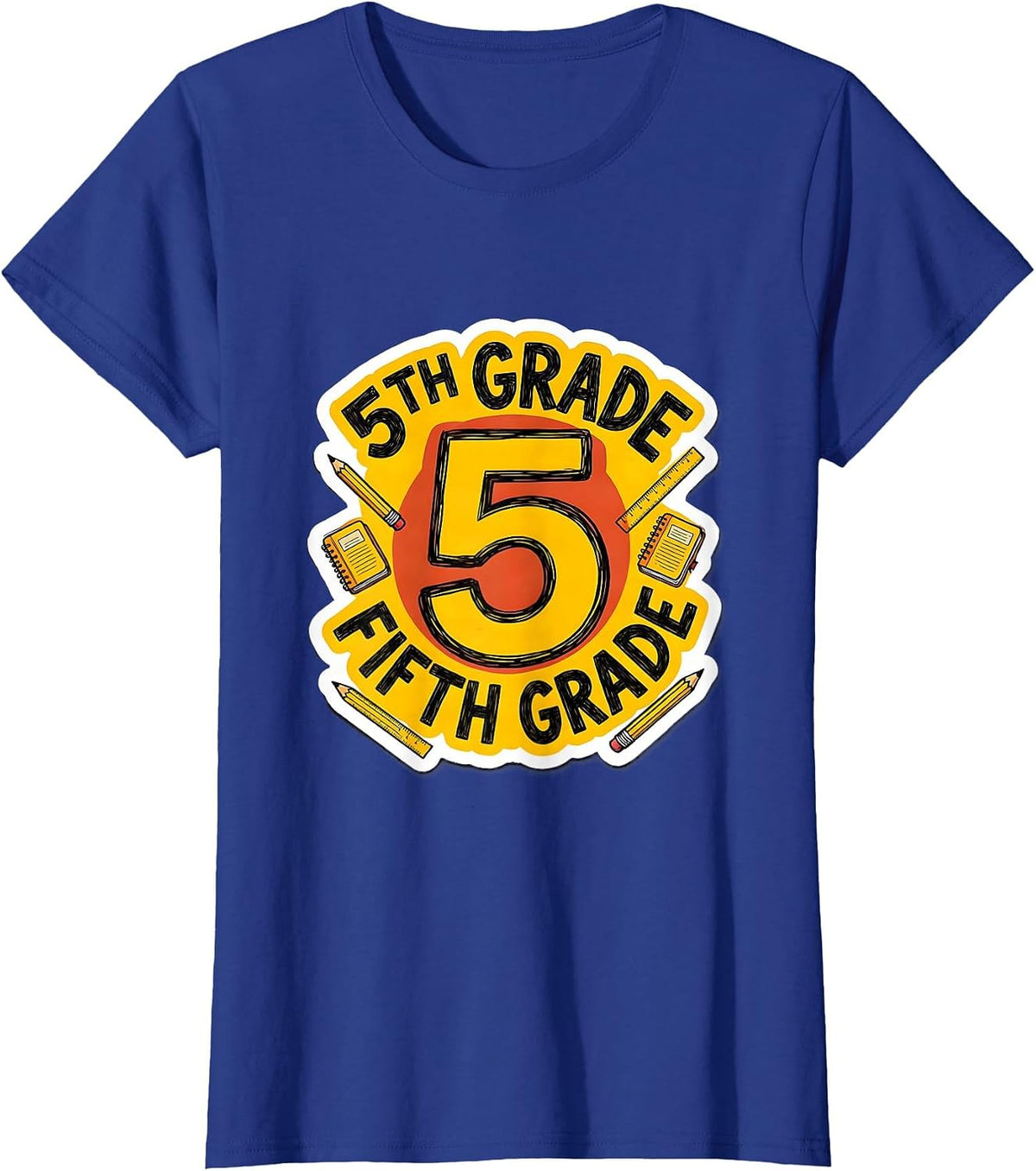 Women's 5TH GRADE FIFTH GRADE Typography Team Back To School T-Shirt - Royal Blue