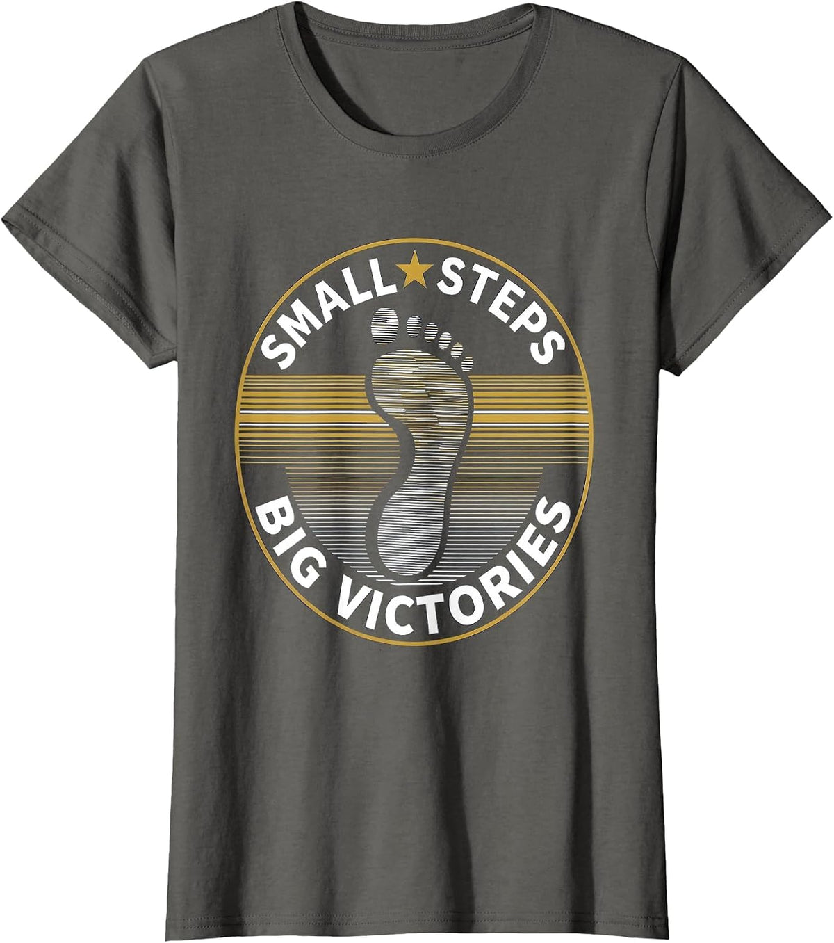 Women's Small Steps Big Victories Sped Teacher Design T-Shirt - Asphalt Grey
