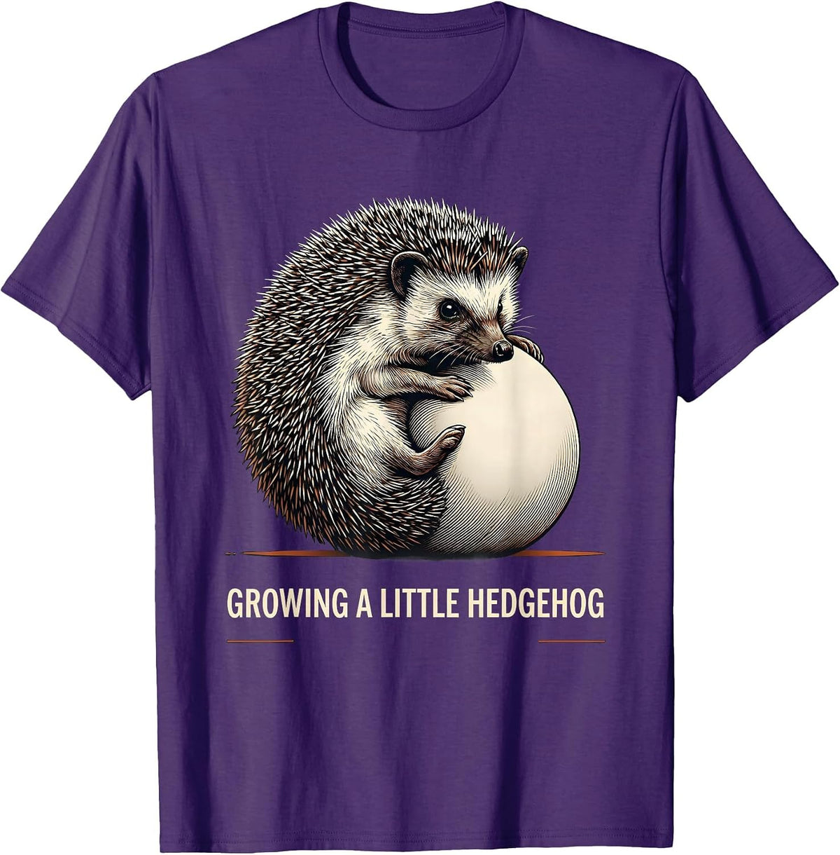 Men's Growing A Little Hedgehog Funny Pregnancy Announcement Mom T-Shirt - Purple