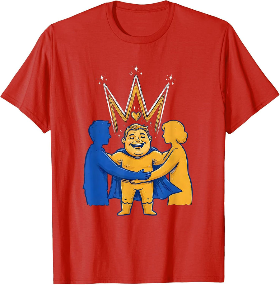 Men's Proud Family Support Down Syndrome Awareness Heartfelt T-Shirt - Red