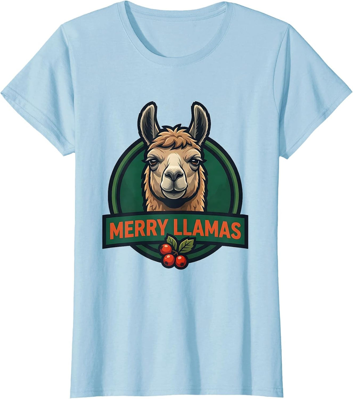 Merry Llamas Funny Llama Alpaca Novelty Humor Gift T-Shirt - Baby Blue