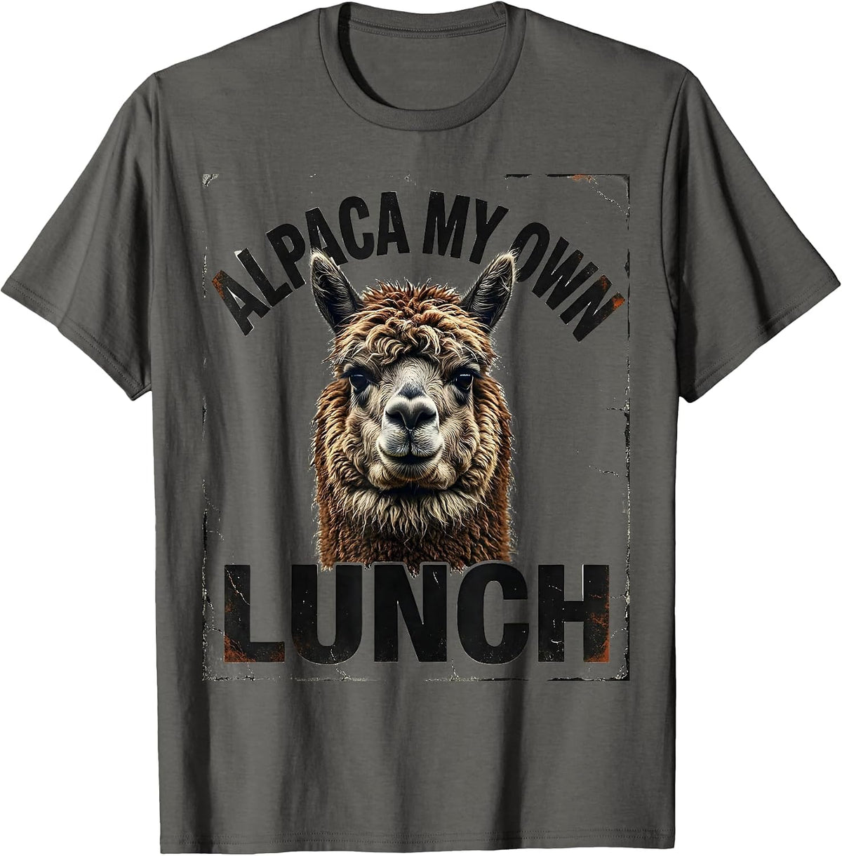Men's Alpaca My Own Lunch Distressed Funny Alpaca Lover Gift T-Shirt - Asphalt Grey