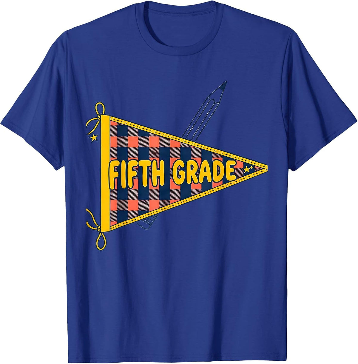 Men's Fifth Grade Cheerful Whimsical Back To School Girl Student T-Shirt - Royal Blue