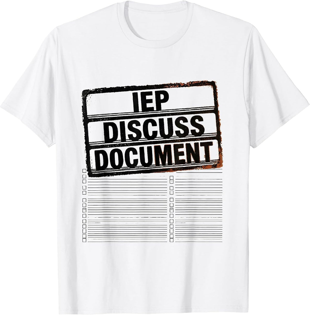 Men's IEP Discuss Document Rubber Stamp Special Education Teacher T-Shirt - White