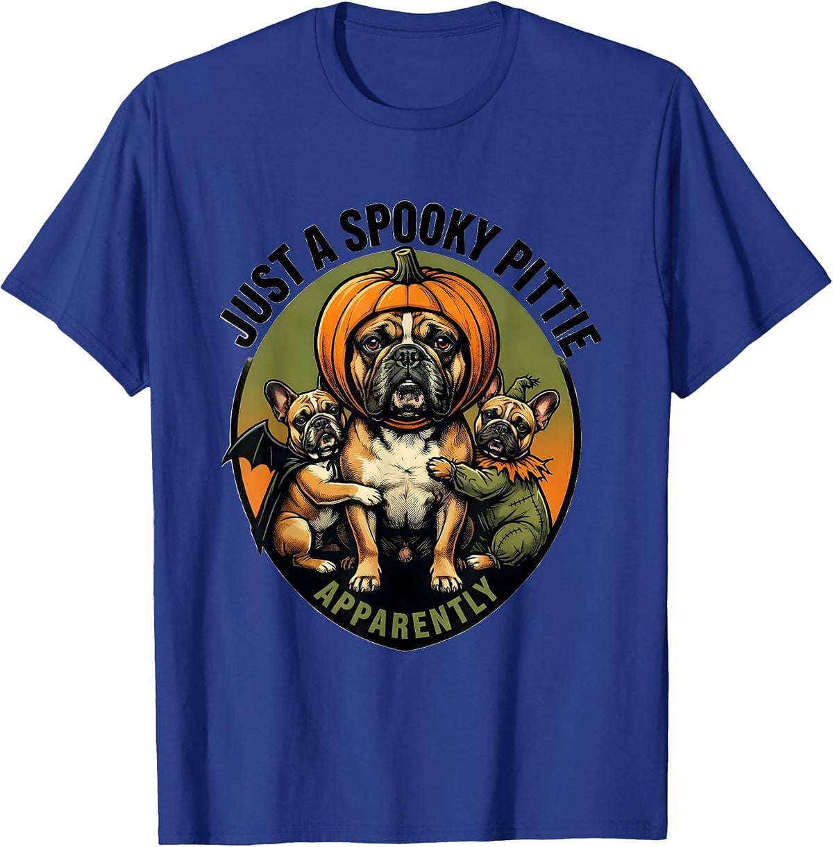 Men's Just A Spooky Pittie Apparently Funny Halloween Pitbull Dog T-Shirt - Royal Blue