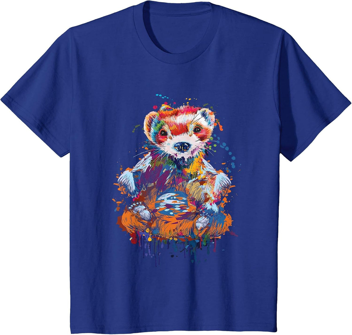 Colourful Ferret - Zoo Animal Ferret Lover T-Shirt - Royal Blue