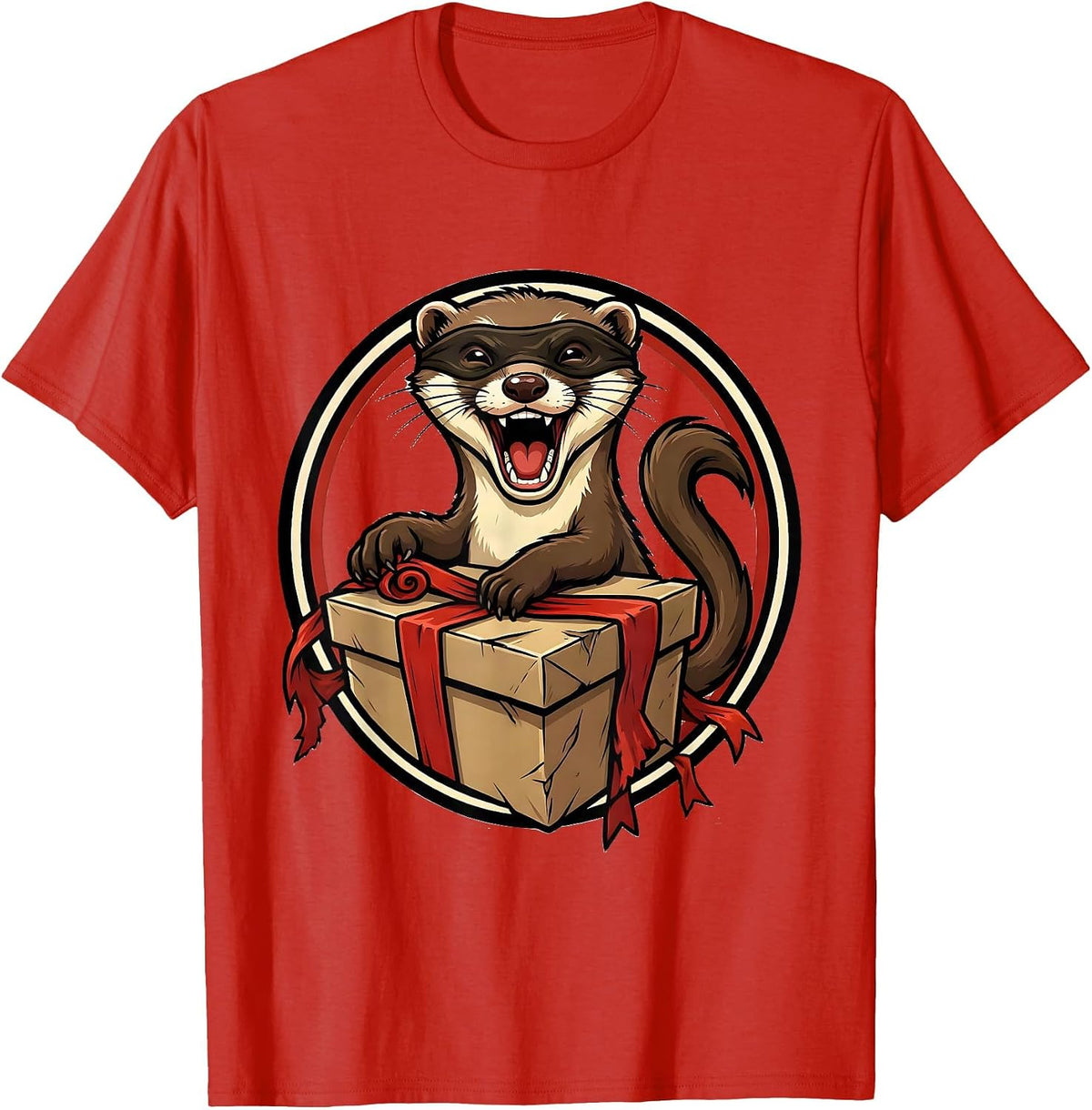 Men's Sealed Ferret Badge Funny Ferret Lover Gift T-Shirt - Red