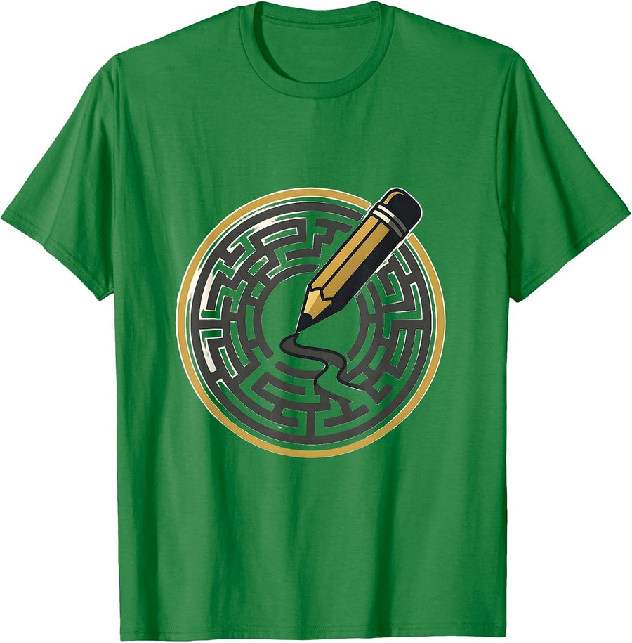 Men's Special Education Pencil Maze Illustration T-Shirt - Kelly Green