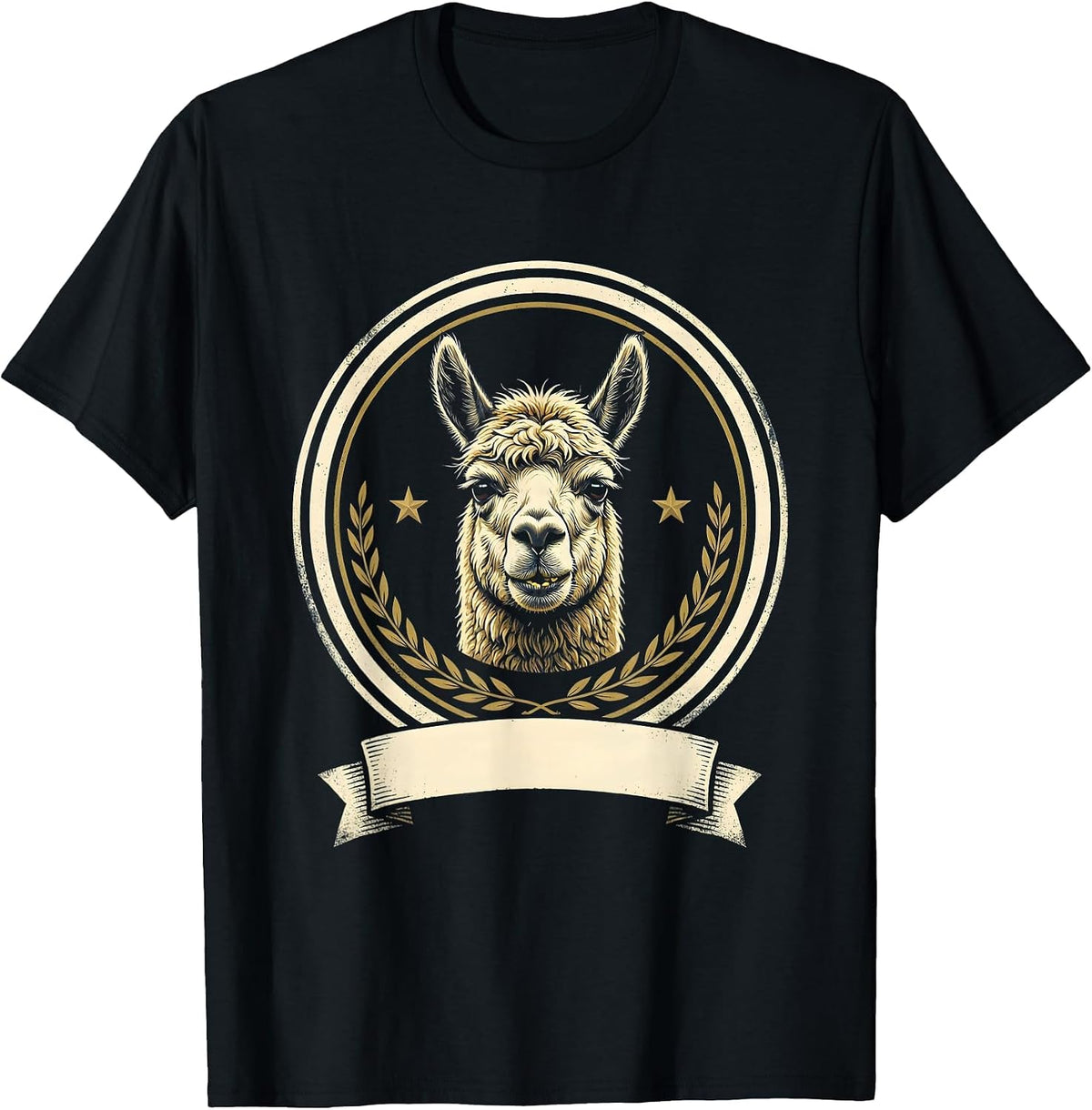 Men's Alpaca Emblem Funny Casual Humor T-Shirt - Black
