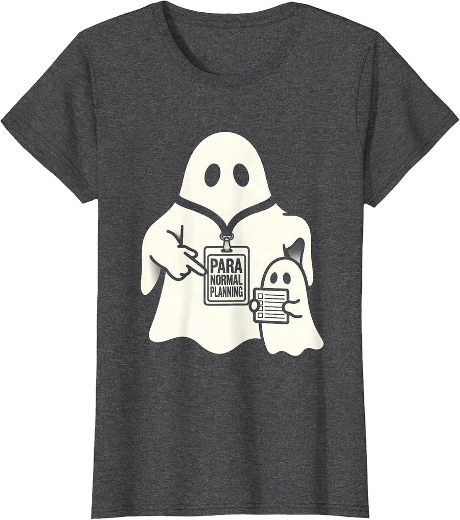 Women's Para Normal Planning Ghost SpEd Teacher Halloween T-Shirt - Dark Heather Grey