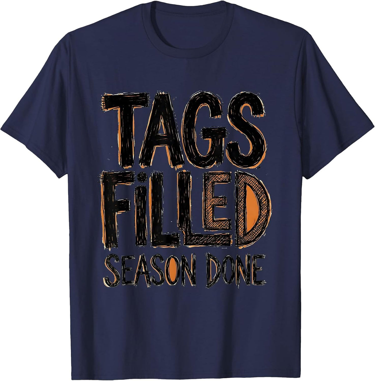 Men's Tags Filled Season Done Hunting Design T-Shirt - Navy Blue