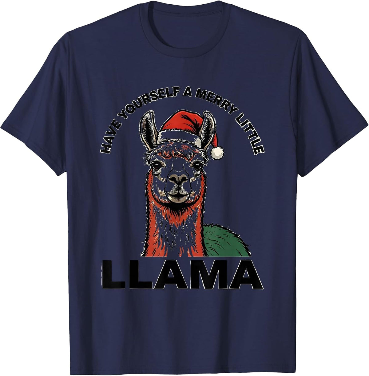 Men's Have Yourself a Merry Little Llama Funny Llama Lover T-Shirt - Navy Blue