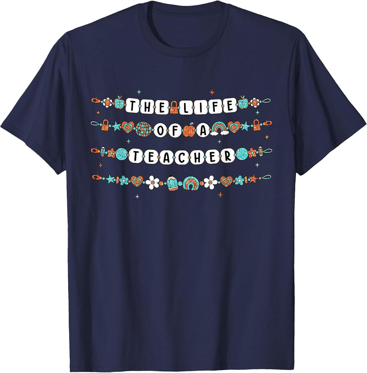 The Life of A Teacher Friendship Bracelets Elementary School T-Shirt - Navy Blue