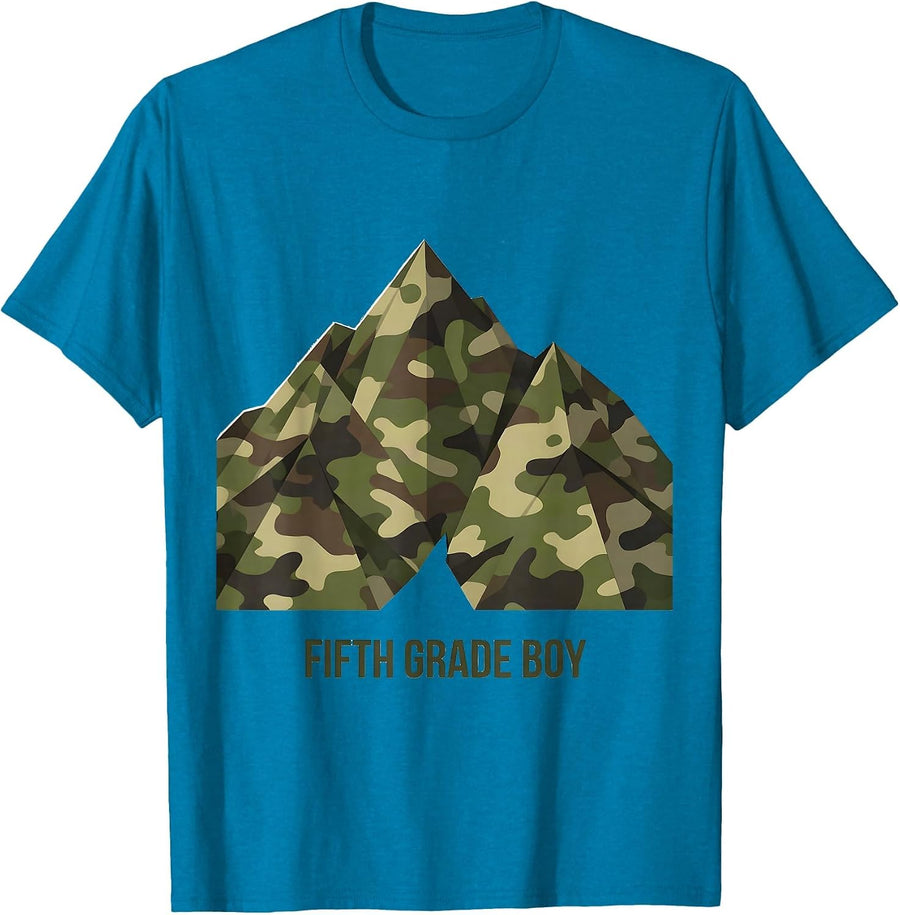 Fifth Grade Boy Camo Back To School Boys Teachers T-Shirt - Sapphire Blue