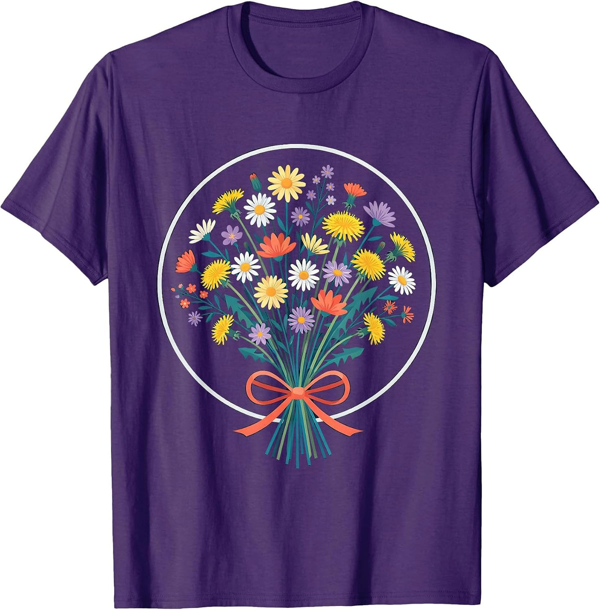 Men's Down Syndrome Awareness Wildflower Bouquet T-Shirt - Purple