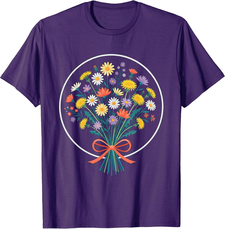 Men's Down Syndrome Awareness Wildflower Bouquet T-Shirt - Purple