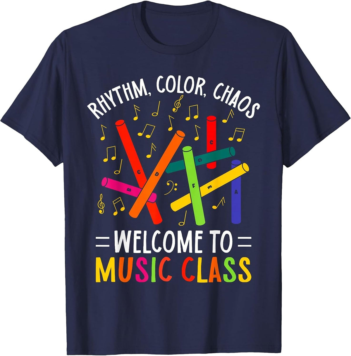 Percussion Instrument Educator Music Class Boomwhacker T-Shirt - Navy Blue