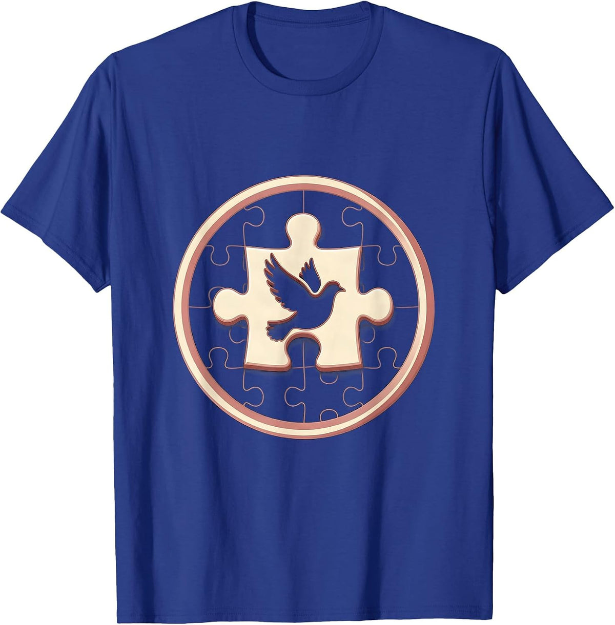 Men's Puzzle Piece Fitting Into Place Graphic Design T-Shirt - Royal Blue