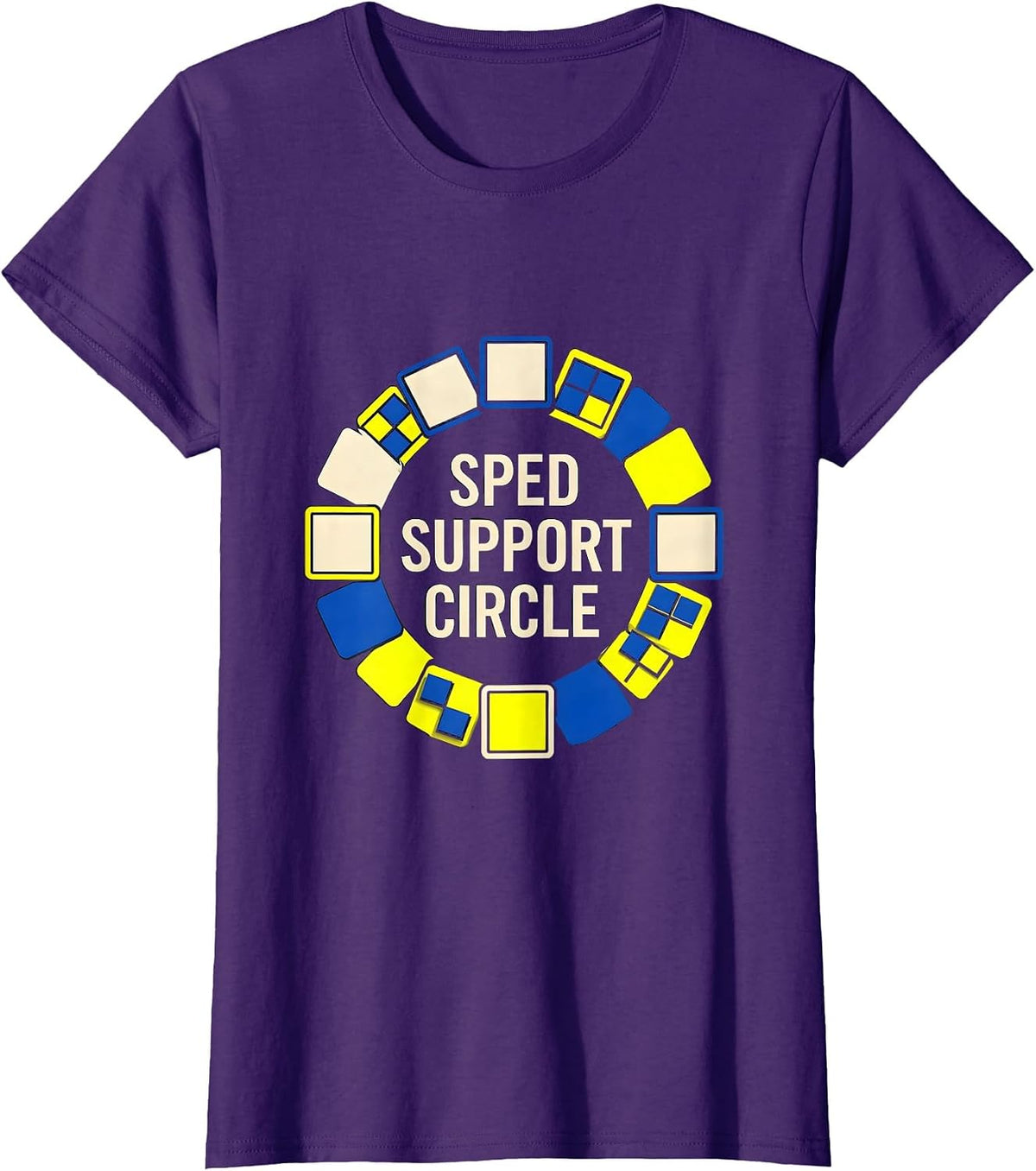 Women's SPED Support Circle Geometric Special Education Teacher T-Shirt - Purple