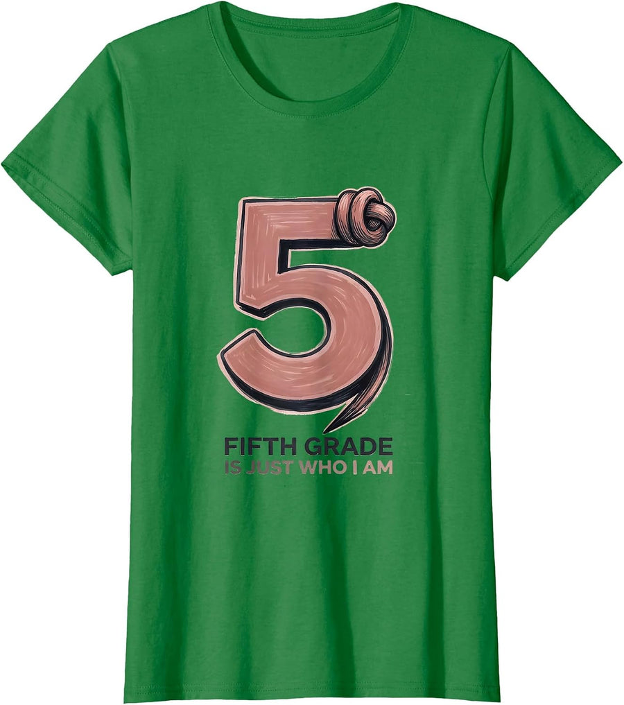 Women's Fifth Grade Is Just Who I Am Cute Back to School Coquette T-Shirt - Kelly Green