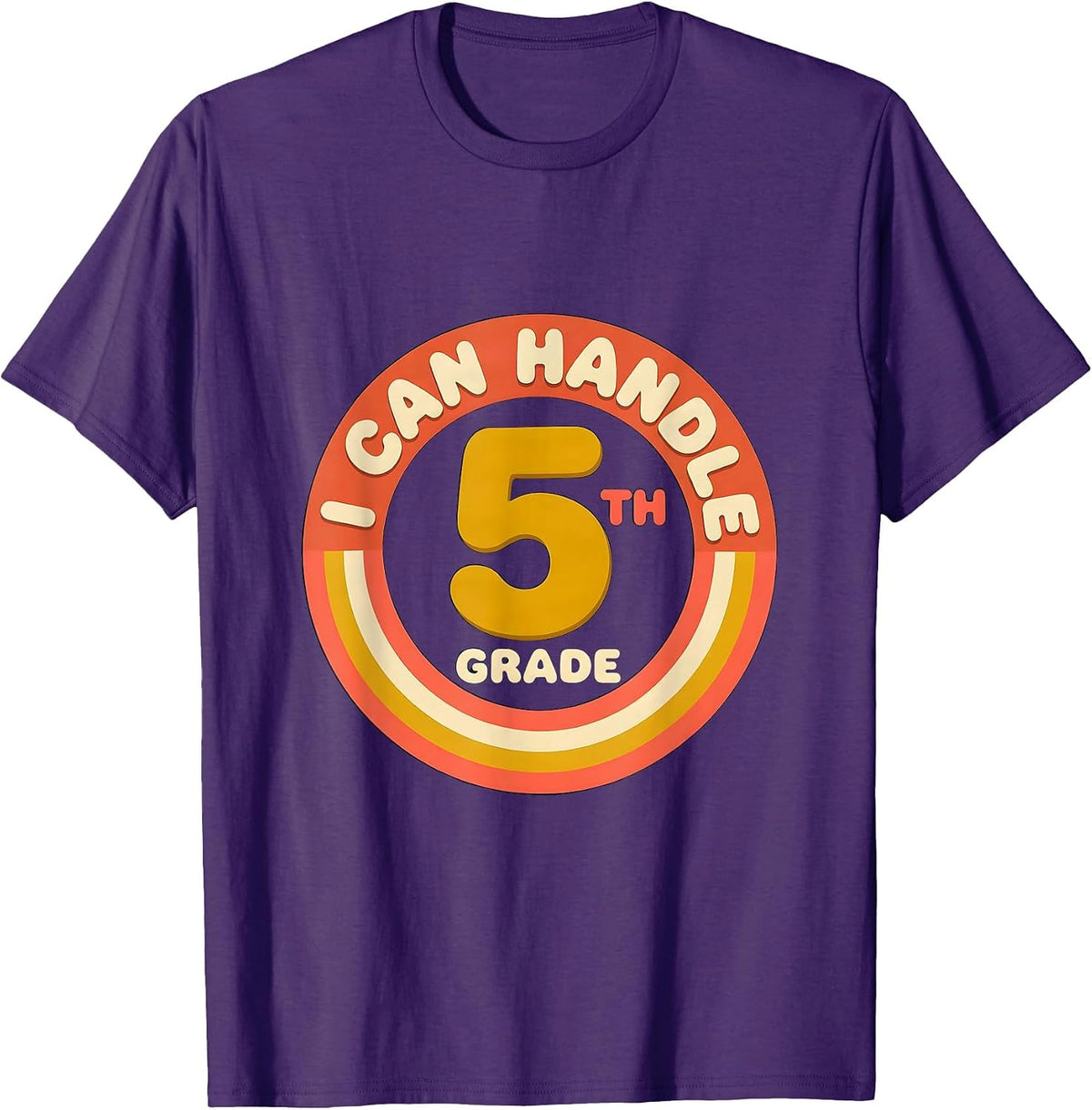 Men's I Can Handle 5th Grade Retro 70s Back To School Kids Humor T-Shirt - Purple