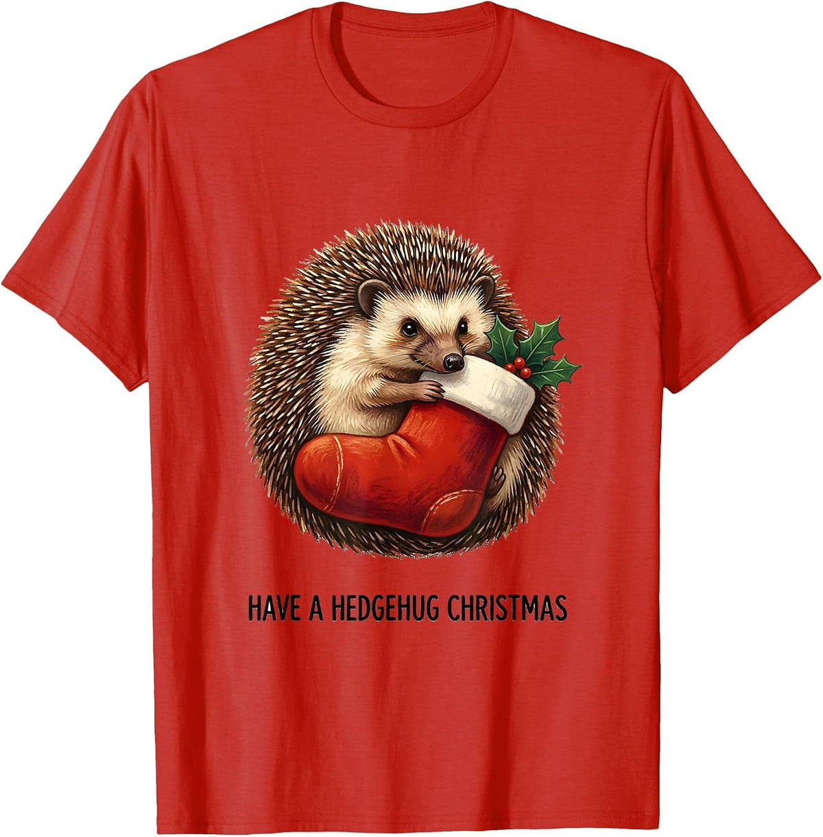 Men's Have A Hedgehug Christmas Cute Hedgehog Animal Lover Holiday T-Shirt - Red