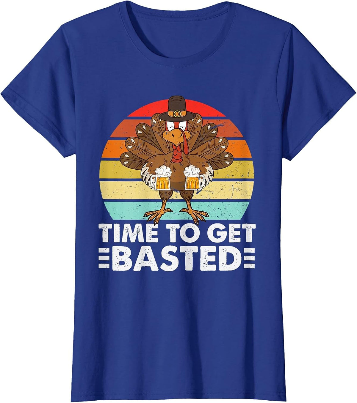 Time to Get Basted Thanksgiving Men Time to Get Basted T-Shirt - Royal Blue