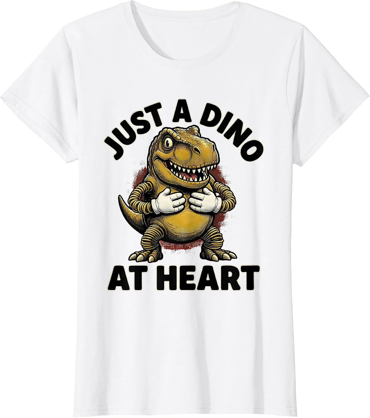 Women's Just a Dino at Heart Dinosaur Lover Design T-Shirt - White
