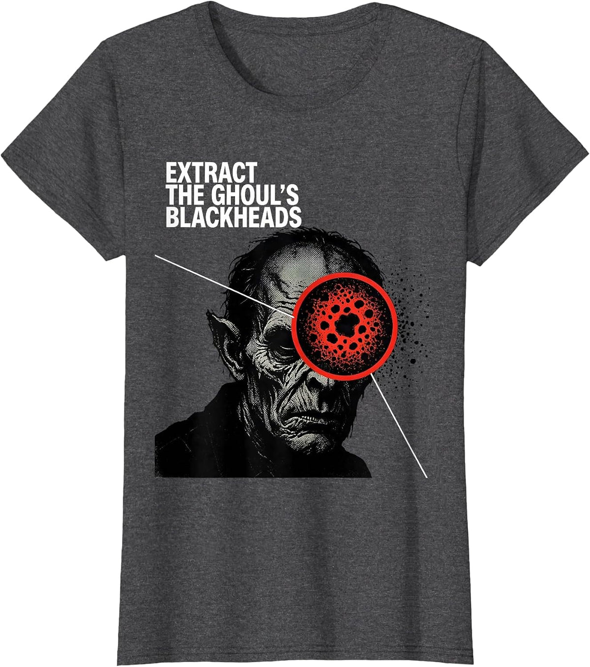 Women's Extract The Ghoul's Blackheads Funny Dermatology Halloween T-Shirt - Dark Heather Grey