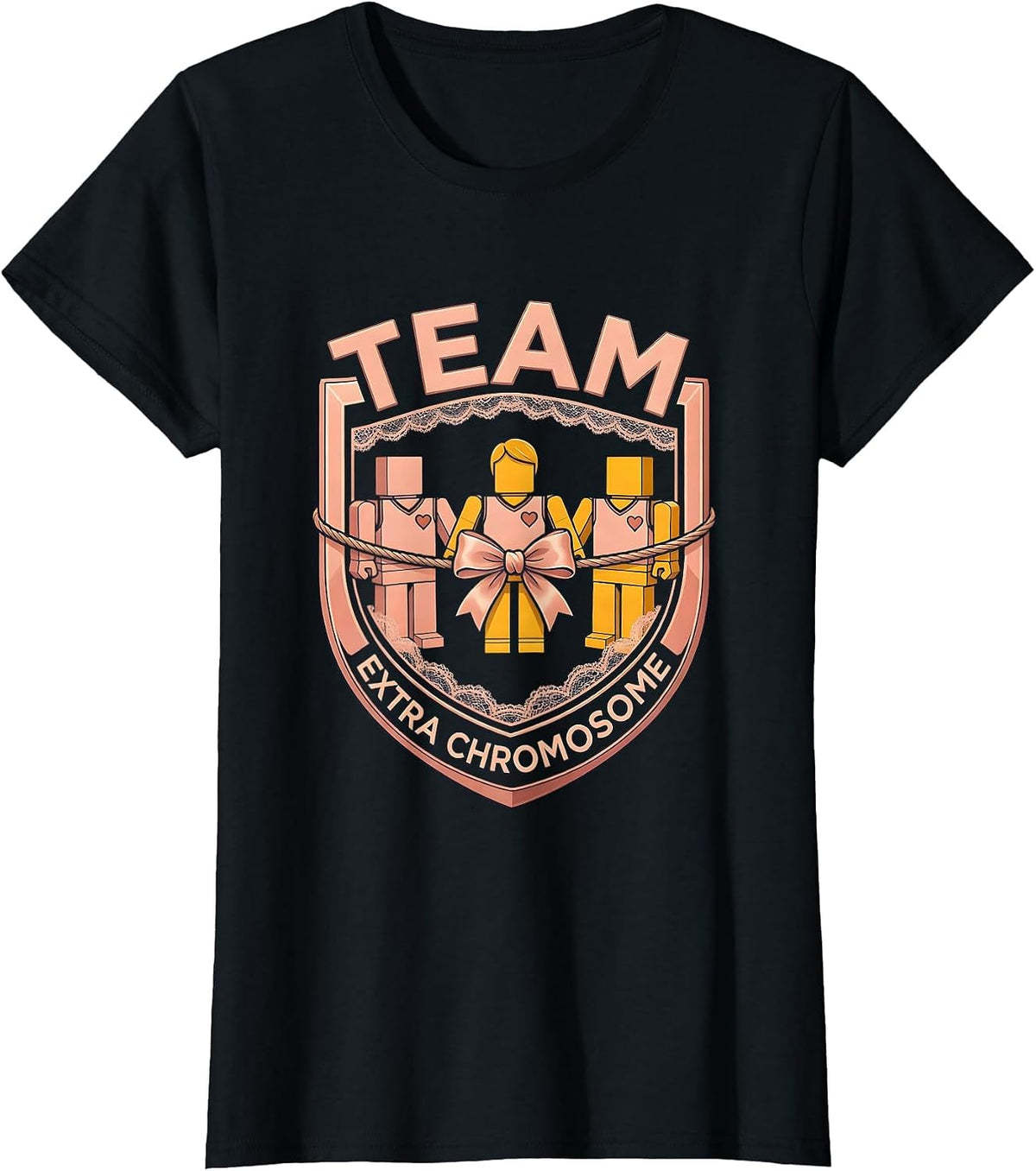Women's Team Extra Chromosome Uplifting Down Syndrome Awareness T-Shirt - Black