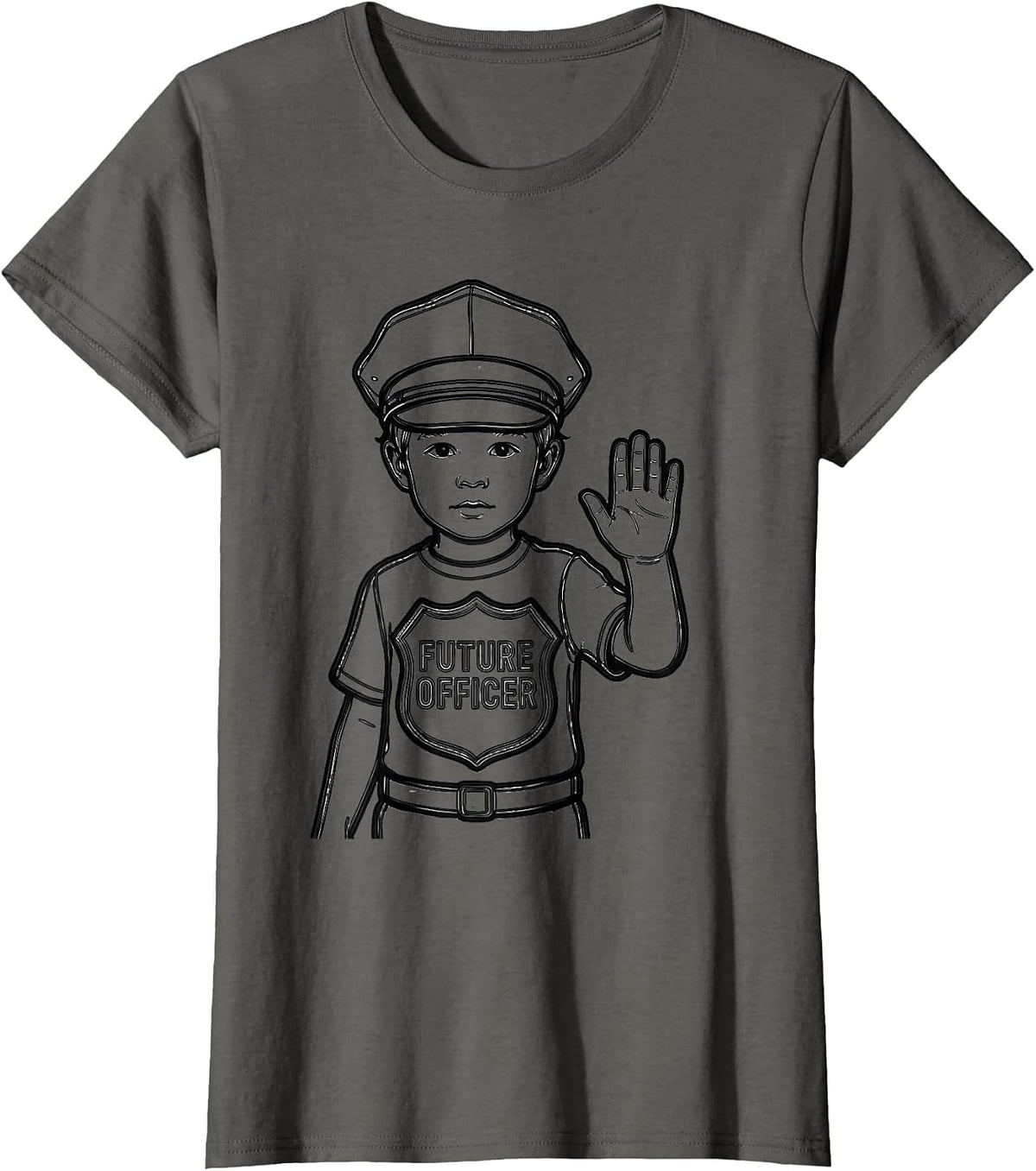 Women's Future Officer Police Costume Halloween Role Play Youth T-Shirt - Asphalt Grey